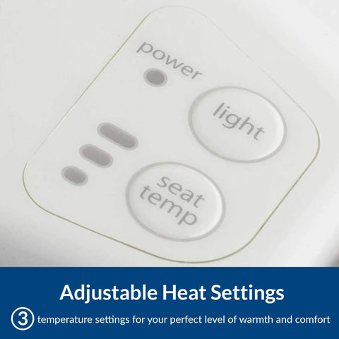 Control panel of Radiance Cozy Heated Night Light Toilet Seat With Slow Close and Adjustable Fit Round White Plastic Seat 3 Temperature Settings