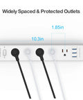 8-Outlet Surge Protector Power Strip With Flat Plug And 4.5 Foot Extension Cord, 5 AC Outlets And 3 USB Ports, 1250 Watts
