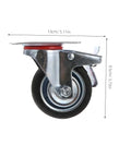 Heavy Duty Non Slip Swivel Caster Wheels With Safety Brake Industrial Rubber Rollers side view, showing 3-inch wheel and brake