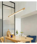 Modern Wood LED Pendant Lights Minimalist Wooden Hanging Lamp for Bedroom Dining Room Study Office Bar Luminaire Suspension in pinewood.