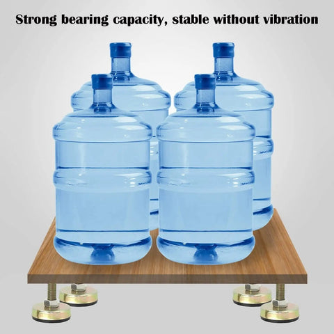 Heavy Duty Leveling Feet 4 Pack Tough As Nails Carbon Steel Adjustable Machine Mounts Non Slip Base with water jugs