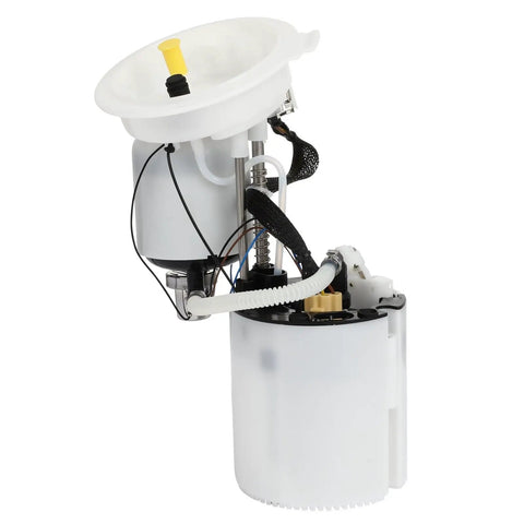 Direct Fit Fuel Pump Replacement For Audi A6 2.0L Turbo Sedan 2012 Through 2016 S6 4.0L V8 Premium Quattro Base 2013 Through 2016 Premium Plus Plug And Play Aftermarket Pump showing white in-tank assembly with wiring.