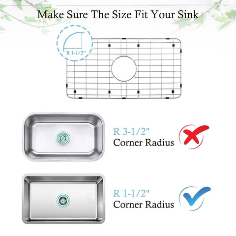 Diagram showing fit for Stainless Steel Kitchen Sink Grid And Protector For Center Drain Bottom Rack 24 1/8 By 12 5/8 Inches