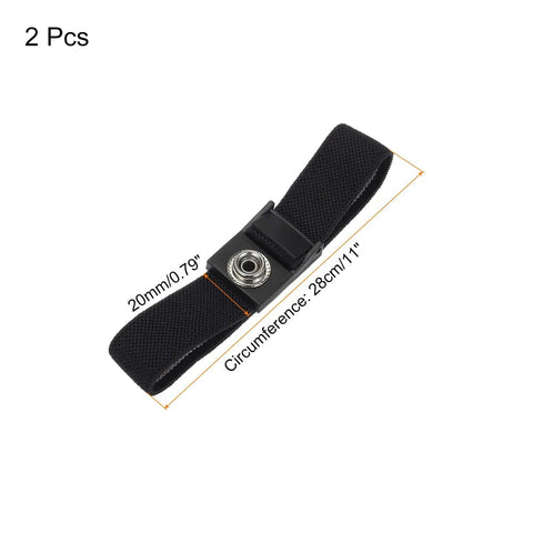 2 Pack ESD Anti Static Wrist Straps 11 Inch Circumference Adjustable Antistatic Bracelet Set For Electronics Repair Black