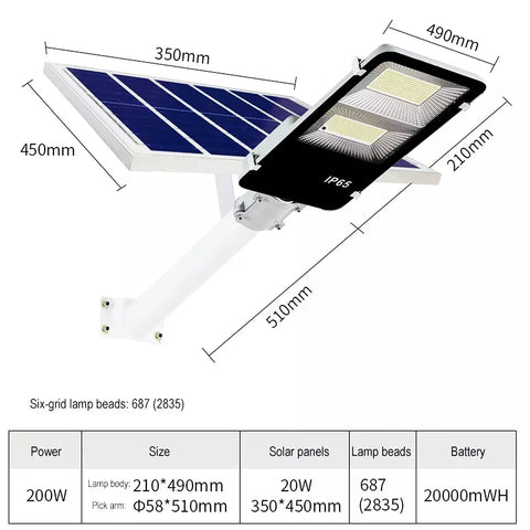 JUDYSSY Spot Lightingsolar Street Lights Outdoor, Daylight Solar Led Light with IP65 waterproof solar panel and dimensions.