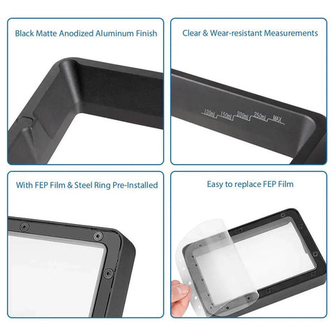 Beefy Aluminum Resin Vat With Preinstalled FEP Film And Steel Ring Rugged Metal Frame Tank For 3D Printing Close-up Details