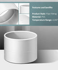 GULUANT 2-inch PVC stop coupling for central vacuum systems; white cylindrical connector, smooth seam.