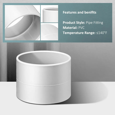 GULUANT 2-inch PVC stop coupling for central vacuum systems; white cylindrical connector, smooth seam.