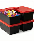 Mini Stackable Desk Storage Bins With Lids For Office Crafts Jewelry And Small Parts Grab And Go Organizer, shown stacked with colorful pins.