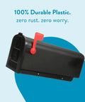 Rust-Proof Plastic Post Mounted Mailbox For Outdoor Use In Black, Medium Curbside Style, USPS Approved, side view