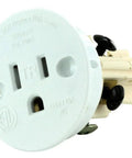 Self Contained 120-Volt 15-Amp Tamper-Resistant Receptacle With Cover Cap And Mounting Screws White side view