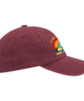 Vintage Camping RV Camper Truck Hat For Women Funny Saying Adjustable Cap with back strap in wine red color, side view