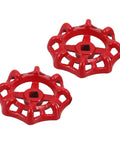 Two Piece Cast Iron Handwheel Kit For RV Waste Valves And Water Faucets Replacement Wheel Handles, red cast iron handwheels, easy grab design.