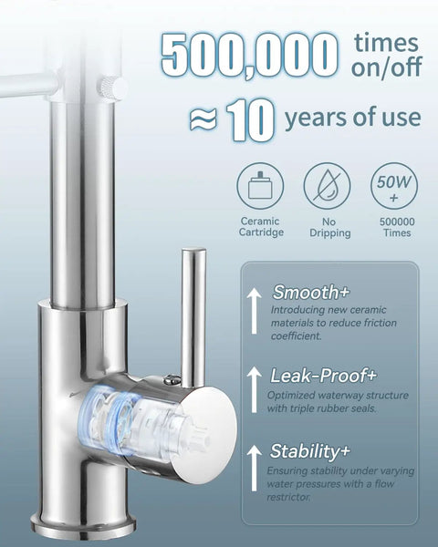 Kitchen Faucet With Pull Down Sprayer For Commercial Kitchens Built Tough Stainless Steel Single Handle close-up showing durability features