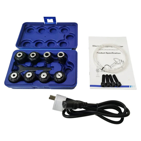 Heavy Duty 220V Electric Tapping Machine With Touch Screen For M3 To M16 Threading accessories including GT12 collets and power cable.