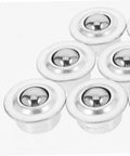 Close-up of 12 Pack Mounted Ball Bearing Transfer Casters Silver Steel Caster Wheels for Furniture, showing smooth easy mobility design.