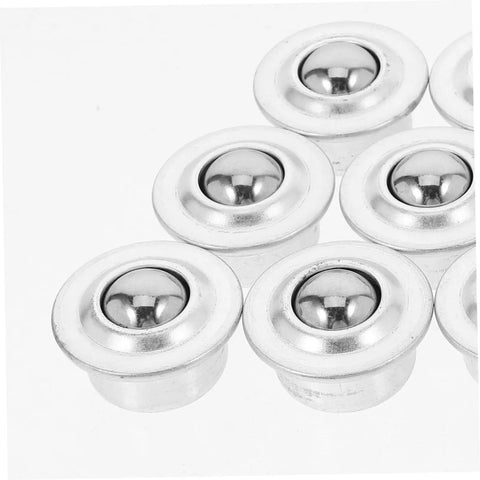 Close-up of 12 Pack Mounted Ball Bearing Transfer Casters Silver Steel Caster Wheels for Furniture, showing smooth easy mobility design.