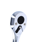 Close-up of the Three Eighth Inch Square Drive Ratchet Handle With 24 Teeth, Seven Point Nine Inch Long Reversible Knurl Grip Tool head