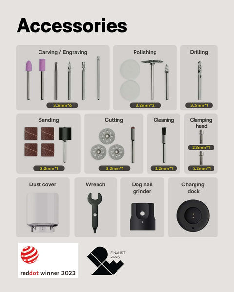 Amazon HOTO 4V cordless rotary tool kit accessories set for engraving, sanding, drilling, polishing.