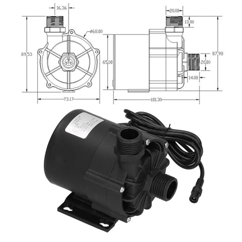 Straight Up Silent Submersible Pump Equipped With Brushless DC Motor And IP68 Waterproof Rating, black engineering plastic design.