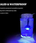 3 LED Round Boat Interior Lights Kit IP68 waterproof demonstration in jar with glowing blue light