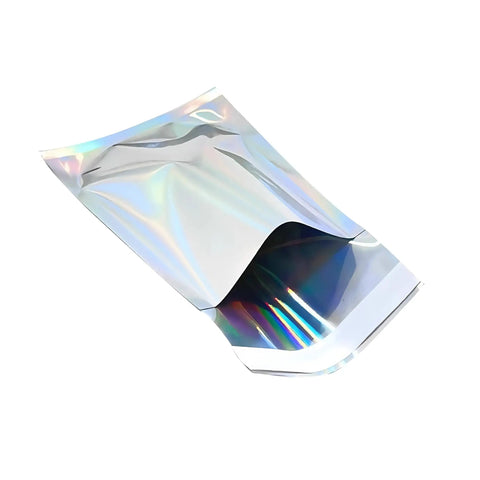 Holographic Metallic Poly Mailers Self Sealing Glitter Bags For Shipping And Packaging 4.5 By 6.5 Inch Outer Size glossy bag