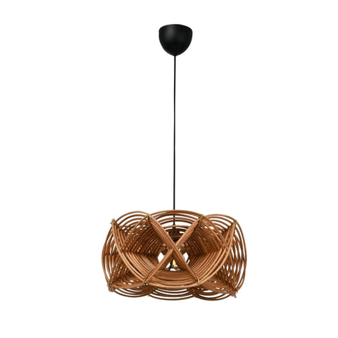 Boho Rattan Pendant Light With 8 Foot Cord Handwoven Shade 60W Max Hardwired Only Natural Woven Ceiling Fixture For Living Room Bedroom Or Kitchen Island Warm Ambient Glow.