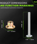 Dimensions of component parts from Stainless Steel 3/16 Inch Rivet Kit For Peterbilt 379 Huck And Collars Pack Of 100 Rivets Replaces MGCS-R6U