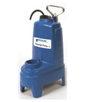 Tough As Nails Submersible Sewage Pump Made Of Stainless Steel For Smooth Effluent Transfer 1/2 Hp 115V single phase motor, compact blue design.