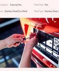 Person installing license plate with Rock-Solid 1000 Pack Zinc Plated License Plate Screws Size Number 14 By Three-Quarters Inch Hex Head Fasteners