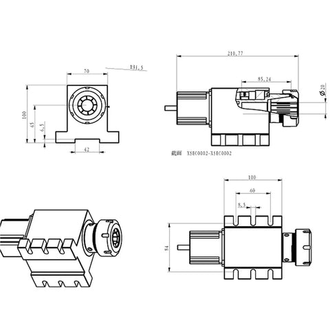 Top Tier Cnc Fourth Axis Rotary Table Ready To Roll With Harmonic Reducer Gearbox And Er40 Chuck Nema 23 Stepper Motor dimensions diagram