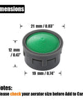 Image showing dimensions of a High Flow Faucet Aerator Insert Set Pro Grade 4.75 GPM at 43 PSI 10 Pack Replacement Parts, 21x12x19 mm.