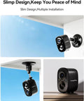 Solar Wireless Outdoor Security Camera Set 2 Pack Battery Powered WiFi Cameras With AI Motion Detection And Two Way Talk Color Night Vision 3MP No Brainer Setup For Home Security mounted on a ceiling and wall.