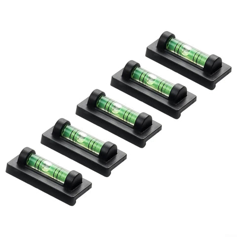 Small for spirit Level with Magnetic Bottom for Cross Stitch Frame, five liquid level indicators in black bases.