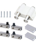 Stainless Steel Glass Door Pivot Hinge With Magnetic Catch Closures Clamp Set for 3 to 6mm Glass