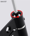 Adjusting tool on hidden stainless steel door hinge with hydraulic buffer damping slick spring loaded cabinet door closer