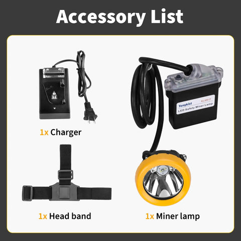 Hard Hat Mining Headlamp With Battery Pack, Dual LED Illumination 1 Main LED And 2 Auxiliary LEDs, Rechargeable, Waterproof, Explosion Proof Cap Lamp For Mining Tunneling Outdoor Work Sites