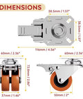 Dimensions of Heavy Duty 2 Inch Swivel Caster Wheels Set Of 4 Locking Plate with steel frame and precision ball bearings.