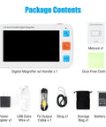 Package contents of Must Have Portable Digital Magnifier Reading Aid With Foldable Handle 5.0 Inch LCD Screen 4X To 32X Zoom