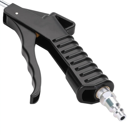 4 Piece Air Blow Gun Kit With One Quarter Inch Brass Inlet And Angled Nozzle For Tight Spaces Pistol Grip Includes Four Air Plugs