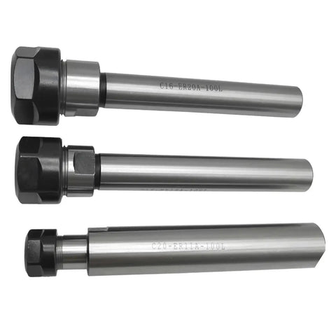 Heavy Duty ER Extension Rod For CNC Milling Machine With Super Low Runout And Ultra Precision Grinding For Stable Cutting High Speed Spindle Tool Lengthen Kit, three different lengths shown.