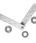 Beefy Concealed Door Hinge Load Bearing 360 Degree Rotatable Stainless Steel Pivot shown with installation parts
