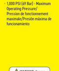 LockNLube Recessed Fitting Adapter packaging front view; yellow box with LNL128, 6 inch length, barcode, warning label