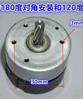 Top view of a 12 to 24V DC brushless servo motor with built-in drive and 100 line encoder, showing measurements for installation.