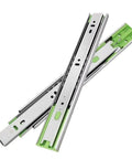 Beefed Up Drawer Slide Rail Kit With Damping And Hydraulic Three Section Wardrobe Cabinet Door Track Two Pieces White And Green Cushion 10 Inch 25 Cm Set, showing two silver rails with green highlights.