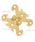 Retro Style Decorative Hinges Set 16 Zinc Alloy Cabinet Hardware, floral edge, dimensions labeled for wooden boxes.