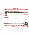 245mm tie rods from 320mm Steering Gear Rack Pinion Kit With 390mm Adjustable Shaft And 245mm Tie Rods For 110cc 125cc 150cc Go Kart Buggy UTV Black Heavy Duty Steel Kit For Rigid Smooth Steering Performance