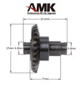 Beefed Up Bevel Gear Set For One Tenth Scale RC Crawler Featuring 33T And 8T Heavy Duty Overdrive Steel Gears side view with dimensions