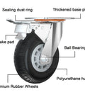 Diagram of Beefy Heavy Duty Caster Wheels Top Plate Swivel Casters With Solid Rubber Puncture Proof Wheels showing components.