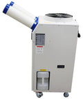 Heavy Duty Commercial Portable Air Conditioner With Massive 14L Tank Delivers Non Stop Cooling For Shops Hospitals And Outdoor Events, side view with exhaust hoses.